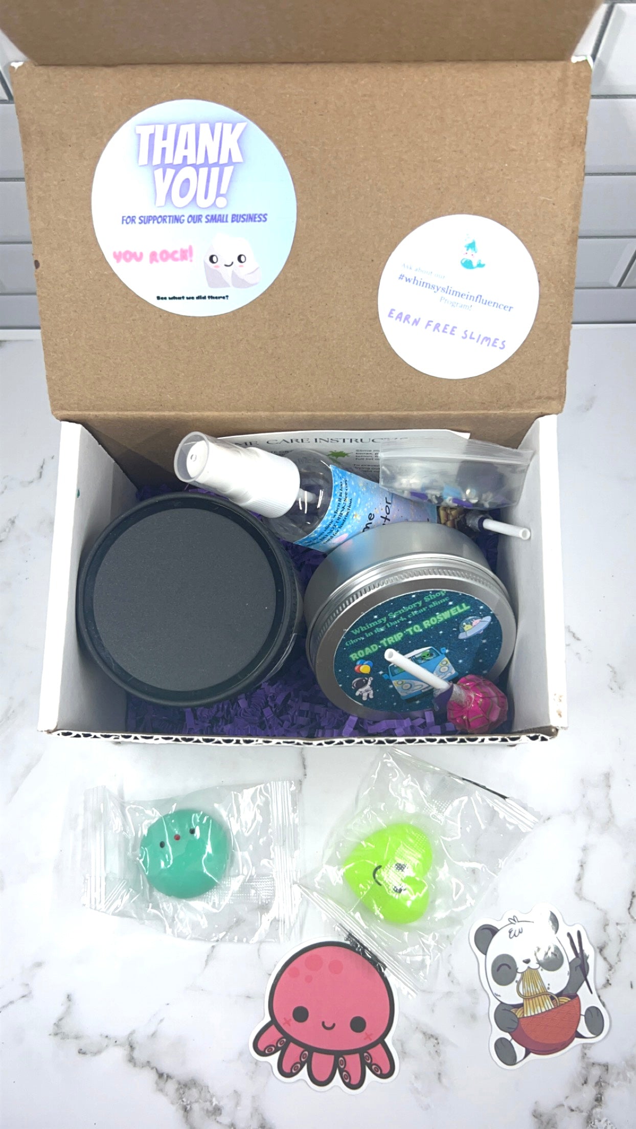 Road trip to Roswell Clear Shimmer glow in the dark slime tin