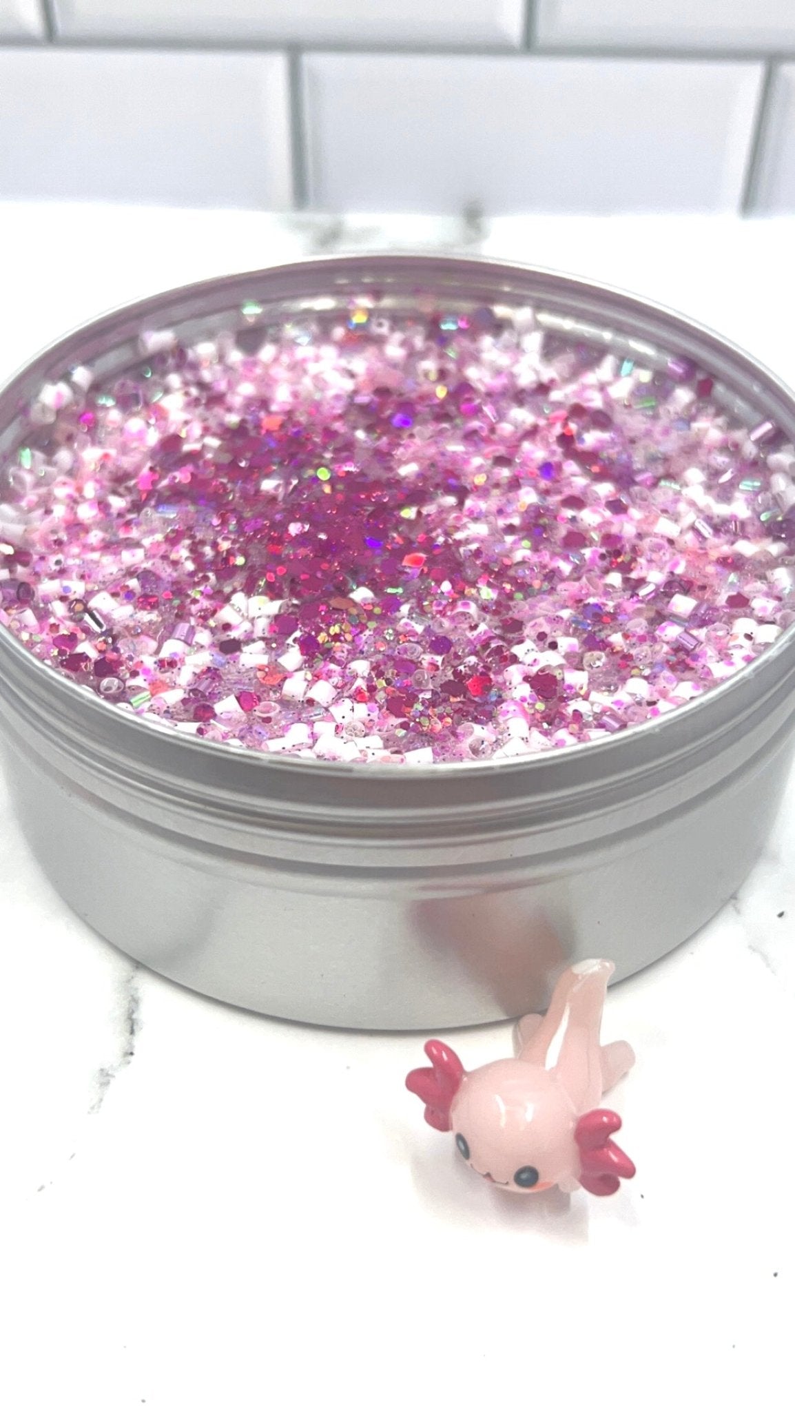 Axolotl Love - Bingsu Bead Slime Tin - Whimsy Sensory Shop