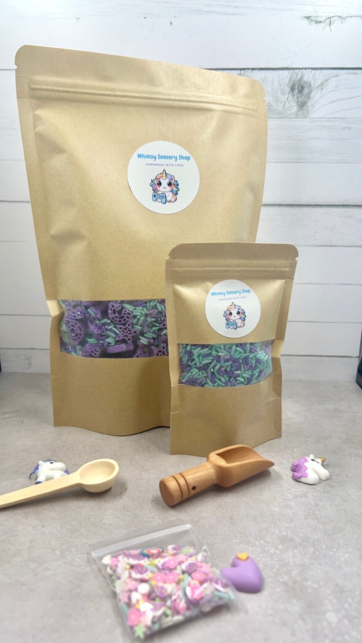 Unicorn Rice bin -Teal - Whimsy Sensory Shop