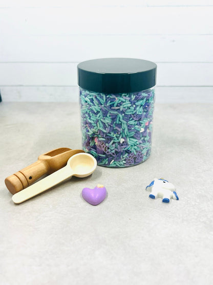 Unicorn Rice bin -Teal - Whimsy Sensory Shop